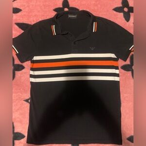 Emporio Armani Polo Shirt in Black with Orange and White Accents